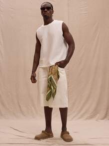 Musero Fishnet Layered Tank Top Spring, Summer, Streetstyle - White - View 5