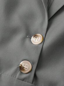 SHEIN Clasi Plus Size Business Style Solid Color Button Front Sleeveless Wide Leg Jumpsuit - Grey - View 3