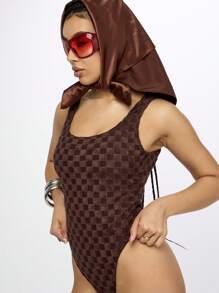 SUMWON WOMEN Monogram Logo One Piece Swimsuit - Brown - View 8