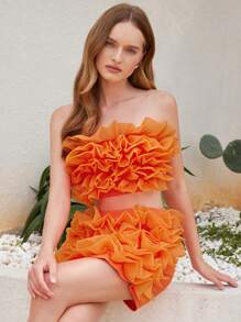 GENKIRA Tenues deux pièces pour femmes pour un port quotidien, style élégant et - Orange brûlé - Voir 6