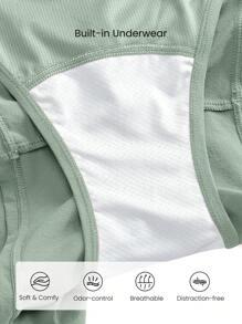 GLOWMODE 2.7" RefreshRun VitalSwift Ultralight Sweat-Wicking Mid-Rise Adjustable Reflective Running Shorts With Built-In Underwear Zip Pocket Workout Spring - Mist Green - View 5
