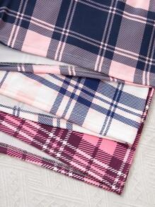 SHEIN 3pcs/Set Plus Size Plaid Printed Casual Sleep Shorts