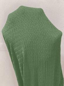 SHEIN VCAY Maglietta aderente a maniche corte con scollo quadrato, tinta unita, casual, estiva, taglie comode - Verde - Visualizzare 8