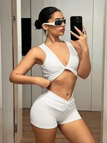 SHEIN ICON Women Two Pieces Outfits For Daily Wear - White - View 1