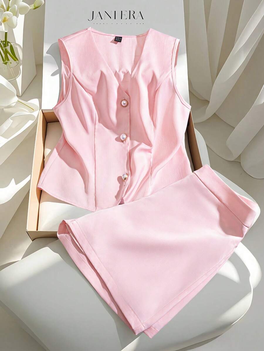 SHEIN Clasi Women Two Pieces Outfits For Daily Wear - Pink - View 1