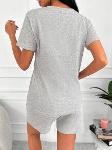 RueChic Zestaw bawełnianych kreskówek i sloganów graficznych PJ