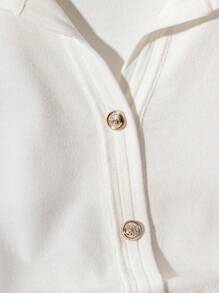 Franclia 新款韩版休闲通勤百搭Polo领针织女衬衫夏季