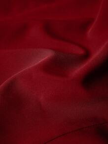SHEIN Unity Women's Collared Short Sleeve Button-Up Shirt, Solid Color, Fashion, Suitable For Summer - Burgundy - View 5