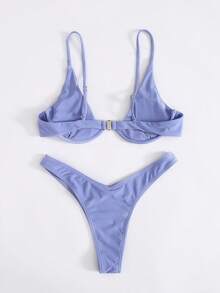 SHEIN Swim Summer Beach Underwire High Leg Bikini Set - Lilac Purple - View 4