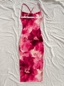 Soleia 墨水花卉印花无袖紧身连衣裙，女士休闲夏季假日装 - 彩色 - 查看 2