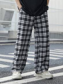 SHEIN Teen Boys Casual Plaid Pants, Suitable For Streetwear, Punk, Rock, College, Daily Wear, Party, Music Festival, Spring/Summer