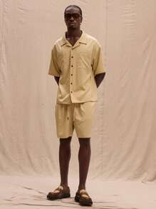 Musero Camisa com Botões e Detalhe de Bolso de Cetim, , Verão, Férias - Amarelo - Visão 5