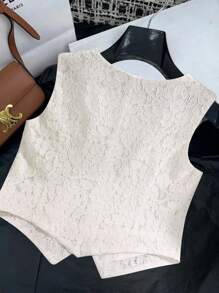 SHEIN LUNE Blazer mode femme avec garniture en dentelle et design de boutons métalliques