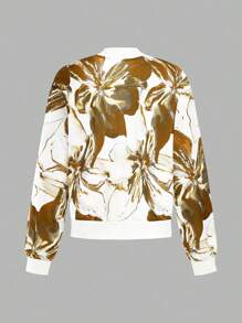 SHEIN LUNE Jaqueta Bomber de Manga Longa com Zíper Plus Size para Mulheres, Moda para o Verão - Amarelo - Visão 2