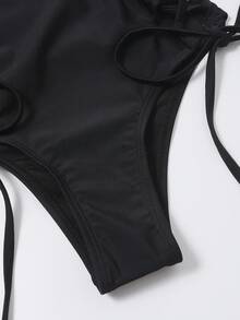 Swim SXY سروال بيكيني رباط الظهر الصاف جذابة - الأسود - مشاهدة 7