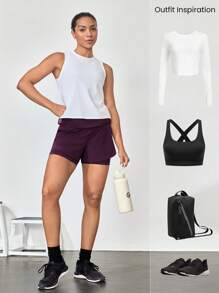 GLOWMODE 4'' Pocket Max VitalSwift Quick-Dry Ultralight Kangaroo Multi-Pocket High-Rise Waist Adjustable Drawstring Waist Running Shorts With Built-In Anti-Odor Underwear Workout Running Training - Cherry Cola - View 9