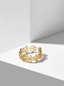 MOTF PREMIUM Anillo abierto con diseño de flor hueca chapado en oro de 18K - Amarillo Oro - Ver 5