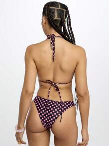 SUMWON WOMEN 复古 Monokini 波尔卡圆点镂空泳衣侧系带露背连体海滩泳衣夏季假日池畔时尚度假装 - 彩色 - 查看 2