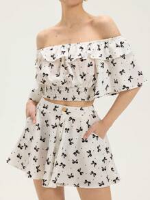 Aveloria Women Two Pieces Outfits For Daily Wear   For Summer - Black and White - View 3