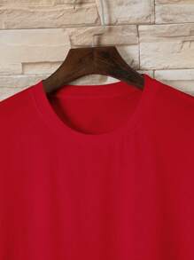 Manfinity Dauomo Men Solid Round Neck Tee - Red - View 5