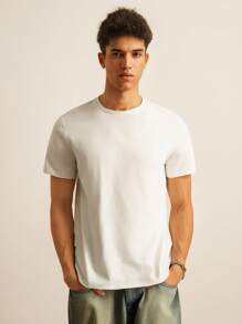 SWAVVY 男士T恤，修身圆领短袖印花T恤，休闲趣味夏季涤纶面料，情侣款