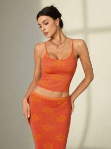 SHEIN Tall Women's Resort Floral Print Cropped Slim Fit Camisole