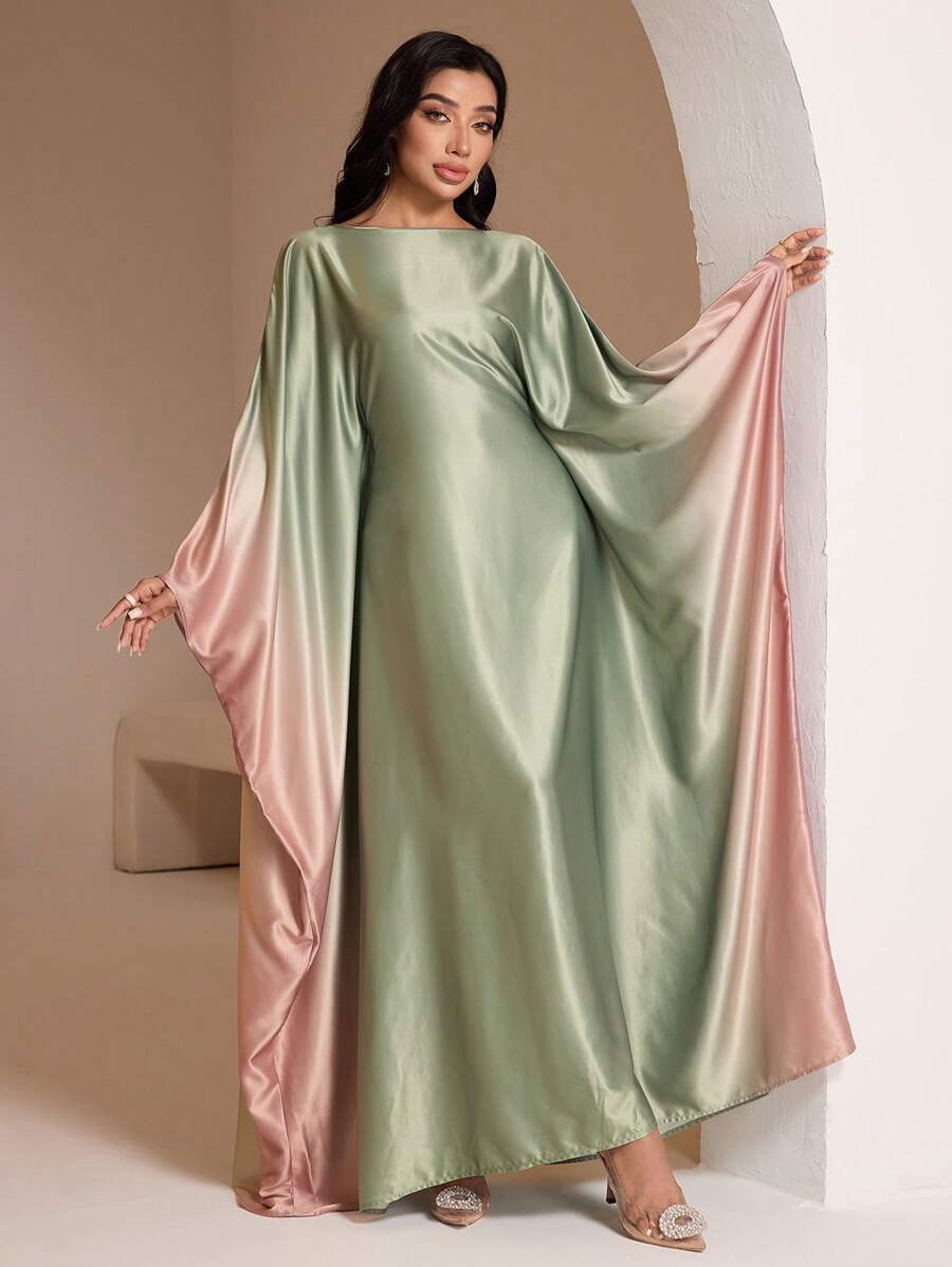 Veilorie Women Elegant Modest Ombre Arabic Dress - Multicolor - View 1