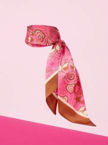 THE POWERPUFF GIRLS X SHEIN 卡通花朵、泡泡、毛茛图案围巾，粉色