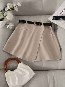 Franclia Váy/quần dài thời trang công sở dáng bất đối xứng, quần short đa năng một mảnh dành cho nữ, váy/quần dài phối không cần thắt lưng. - Màu Tím - Xem 9