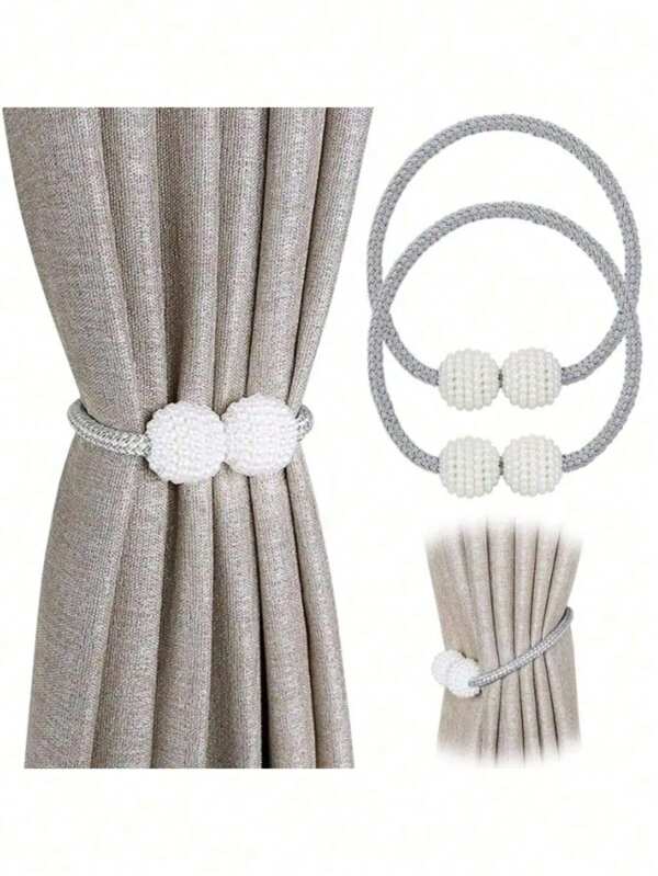 2 buc/10 buc cravate delicate pentru perdele cu perle mici artificiale, pentru decorul casei, fixator de cravate pentru ferestre, fixator decorativ cu frânghie, design clasic de cravate, potrivit pentru cameră, birou (cataramă, fără magnet)