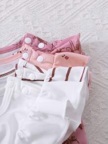 SHEIN Playful Pals 8件套女婴0-3岁春夏休闲日常户外可爱趣味芭蕾女童无袖T恤和短裤8件套服装套装