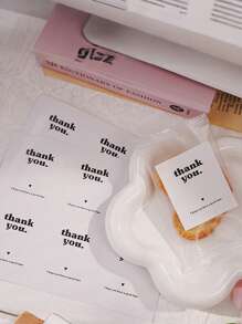 SHEIN 5 Sheets, 30pcs/Sheet Simple 5x6cm Rectangle Thank You Stickers For Gifts Packaging Decoration