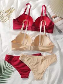 Snug Zone 4 件套女士内衣（带钢圈、三角内裤）文胸和内裤套装 - 彩色 - 查看 2
