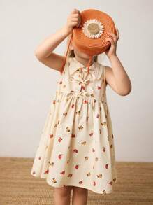 Maija Kids Maija Kids Oversized Casual Floral Pattern Dress For Young Girls - Apricot - View 3