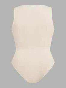 SHEIN EZwear 2pcs Plus Size Solid Color Casual Bodysuit Set, Suitable For Summer Vacation - Multicolor - View 4