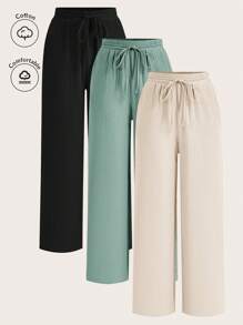 Poéselle Pantalones sueltos y casuales de algodón y lino con bolsillos de corte y amarrarlos al frente, multipieza, casuales, cómodos y transpirables, apropiados para el uso diario, ir de vacaciones