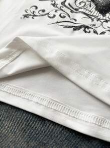 SHEIN EZwear 大码夏季休闲心形印花短袖 T 恤