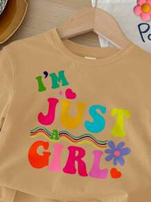 Baby Girl Casual Minimalist Short Sleeve Shorts Set, Suitable For Summer - Khaki - View 3