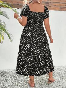 SHEIN Clasi 加大码方领随机碎花连衣裙