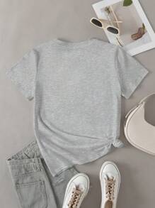 INAWLY Camiseta de mujer de manga corta casual con cuello redondo y estampado de letras, adecuada para atuendos cotidianos en primavera y verano - Camisetas gráficas de mujeres "MILANO ITALY" Tops
