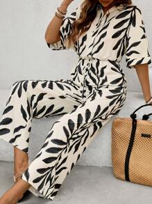 SHEIN VCAY Plus Size Summer Casual Vacation All-Over Print Romper