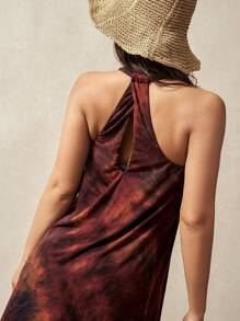 VARSIVA Women Tie Dye Print Loose Casual Sleeveless Sports Dress - Multicolor - View 3