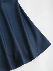 Sweetra Women Elegant Commuting Asymmetric Collar Solid Color Mini Dress Blue Alt - Brown - View 5