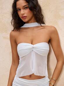 Glamine Women Two Pieces All White Party Outfits For Daily Wear, Women Dresses Birthday,Two Pieces Set Women - White - View 7