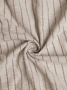 SHEIN Clasi Apricot Striped Cotton Blend V-Neck Short Sleeve Shirt Dress For Women Summer Outfits For Women Business Casual Woman  Office Outfits For Women Teacher Outfits For Women Vacation Outfits Woman  Cruise Outfits Women - Apricot - View 7