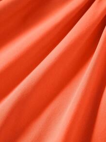 SOLERSUN Plus Size Women's Spring And Summer Solid Color Asymmetrical Hem Ribbon Straps One Shoulder Collar Elastic Shirt, Daily Commuting Travel Loose Casual Shirt, Seaside Vacation, Beach Vacation - Orange - View 7