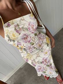 SHEIN MOD 女式休闲中长褶饰连衣裙 - 彩色 - 查看 5