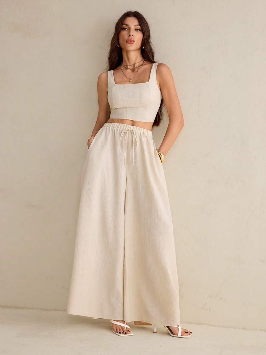 SHEIN Tall 女士日常两件套服装 - 卡其色 - 查看 1