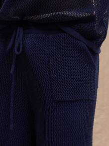 Musero Pantalón de pierna recta con bolsillo lateral de cordón tejido, para primavera, verano y vacaciones