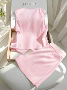 SHEIN Clasi Women Two Pieces Outfits For Daily Wear - Pink - View 2